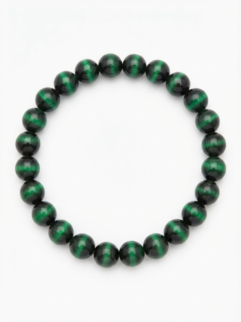 Green Stone Tiger Eye Stretch Bracelet